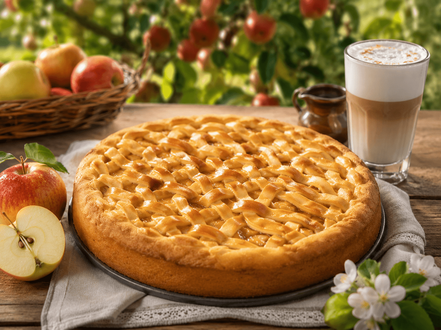 gedeckter apfelkuchen